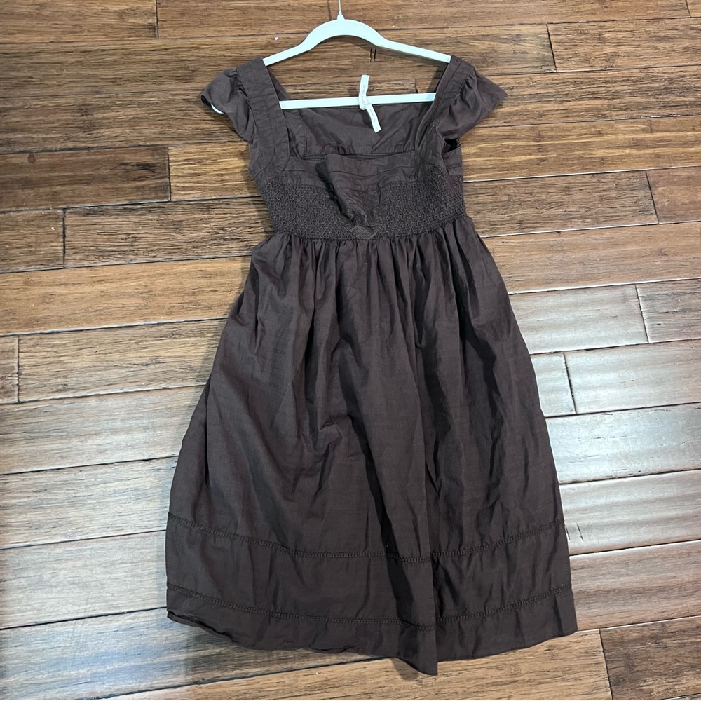 Maeve Bohemian Cotton Smocked Babydoll Midi Anthropology Dress
